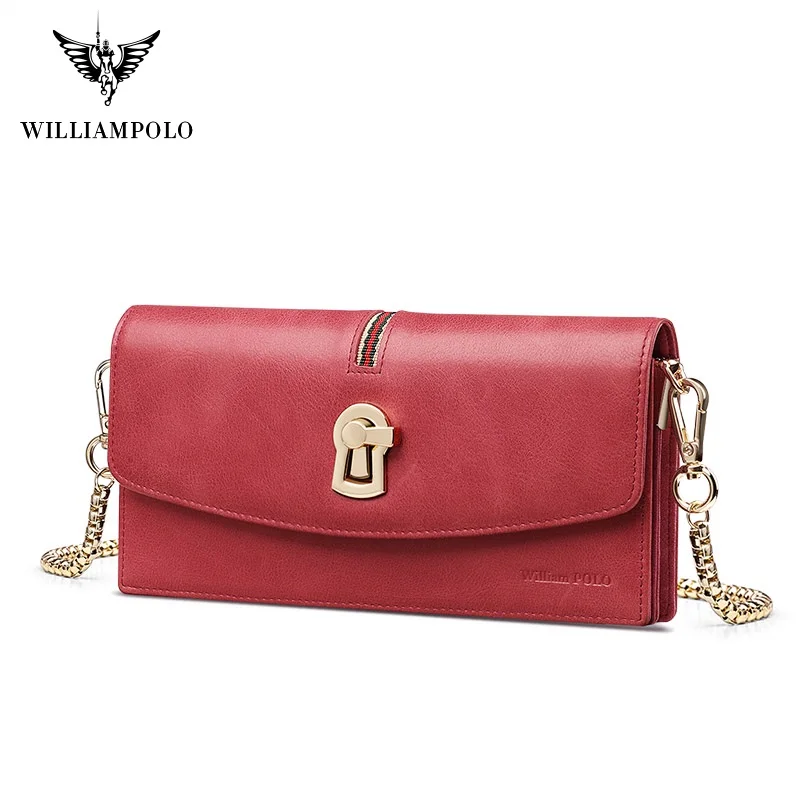 Роскошные брендовые кошельки WILLIAMPOLO из натуральной кожи женские длинные