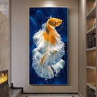 Картина на холсте Lucky Golden Carp Fish, настенная живопись для гостиной, Современная галерея, интерьер, Декор для дома, квадраты, без рамки