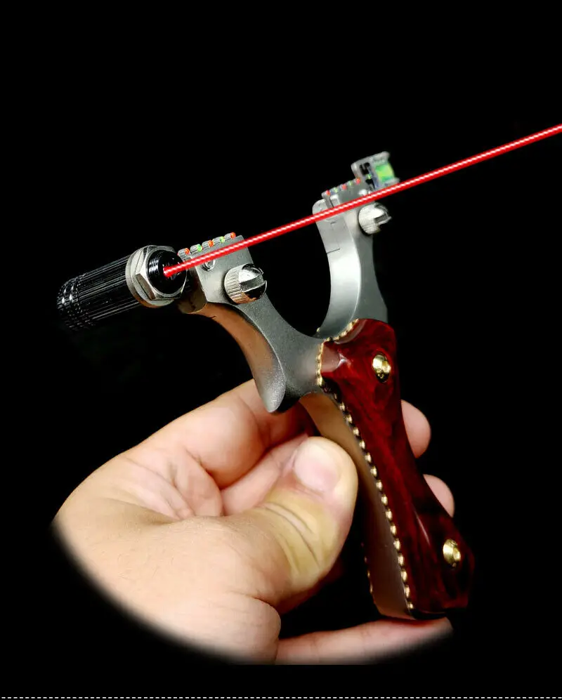 

Laser Aiming Archery Slingbow Powerful Slingshot Hunting Catapult Level Meter Flat Rubber Band Sling Shot Shooting Target Bow
