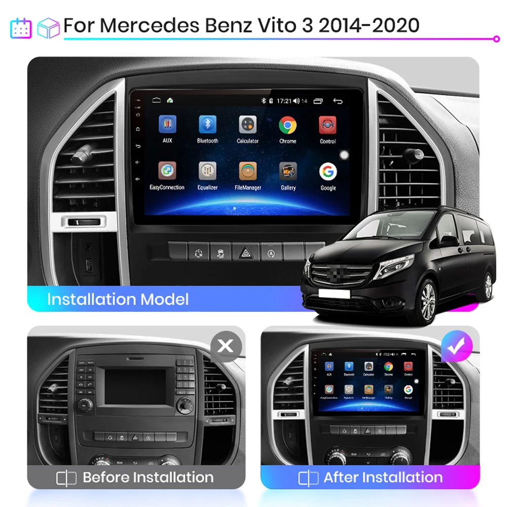 Автомобильный мультимедийный плеер easteregg для Mercedes Benz W447 Vito 3 Android 2014-2020 2 Din 10 1 дюйма