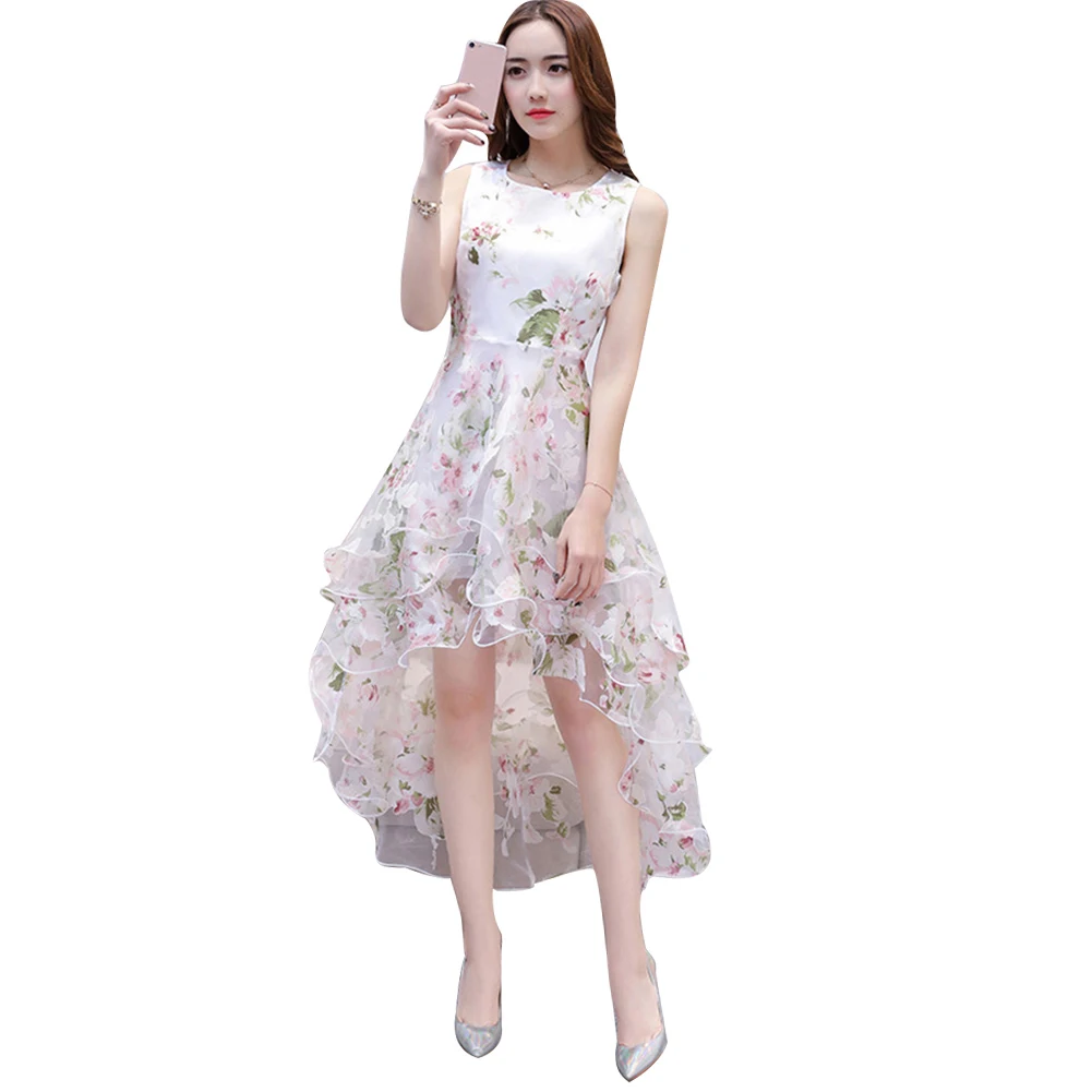 Женское элегантное облегающее платье миди без рукавов с круглым вырезом и оборкой на подоле|Женские платья|