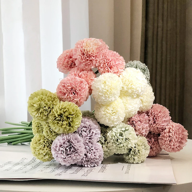 

6Pcs Artificial Silk Flower Dandelion Ball Chrysanthemum Fake Flower Living Room Wedding Arrangement Party Decoration Gifts