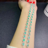 fashion silver emerald bracelet for office woman natural emerald silver bracelet 925 silver emerald jewelry