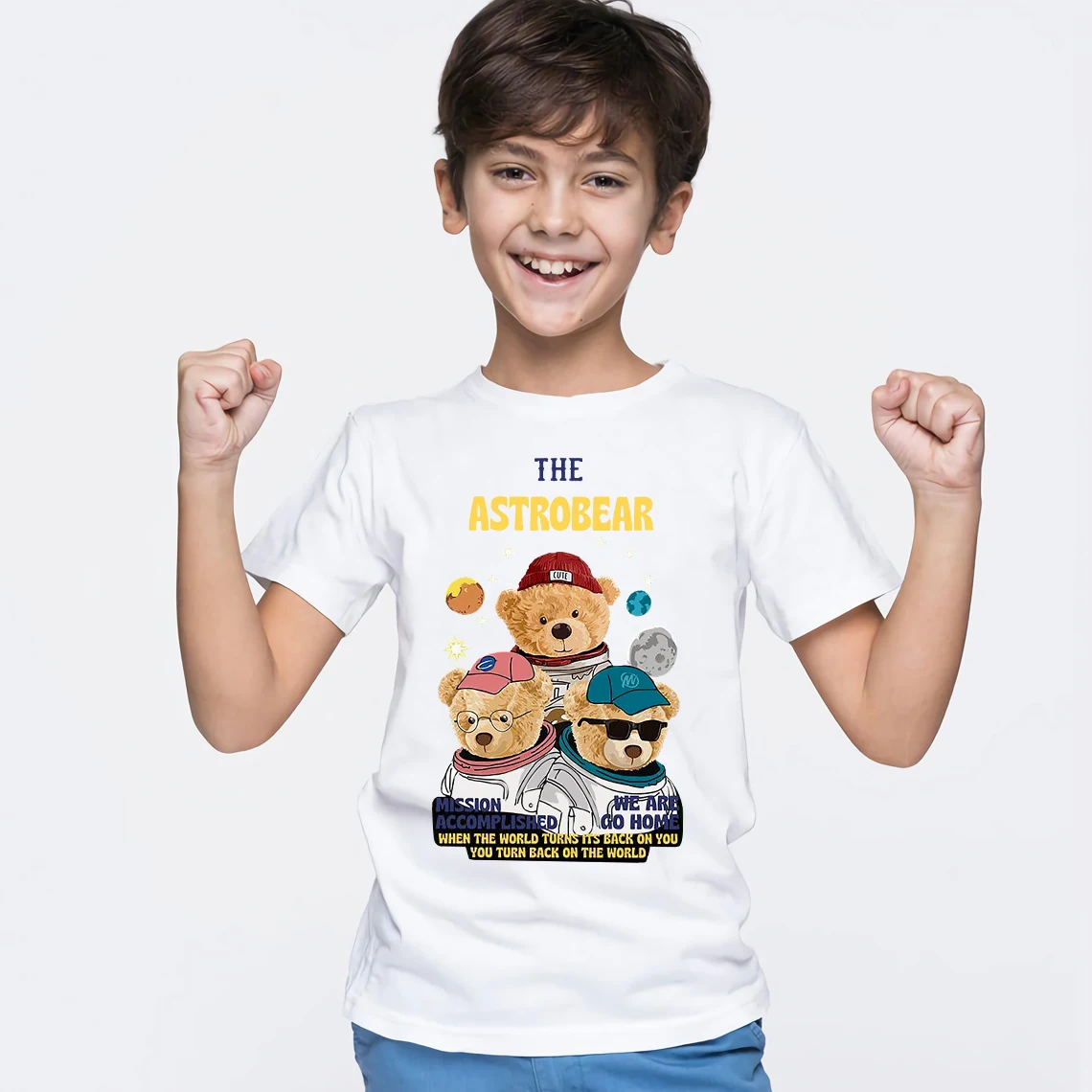 Детская летняя спортивная футболка из 100% хлопка с коротким рукавом и круглым