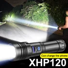 Новейсветильник XHP120 самый мощный яркий светодиодный фонарик XHP90 высокомощный тактический фонарь 18650 Перезаряжаемый Usb фонарик для рыбалки