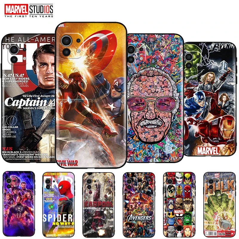 

Marvel Avengers Phone Case For Xiaomi Mi 11 Lite 5G Soft Funda Cover Iron Man Captain America Spider Man Hulk Deadpool Venom