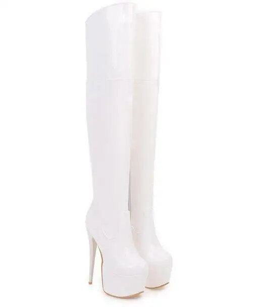 

Women Patent Leather Over The Knee Boots Stilettos High Heel Platform Sexy Shoes
