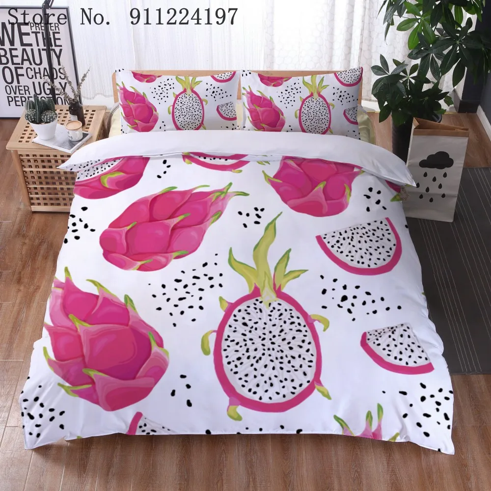 Комплект постельного белья с изображением ананаса дракона и фруктов