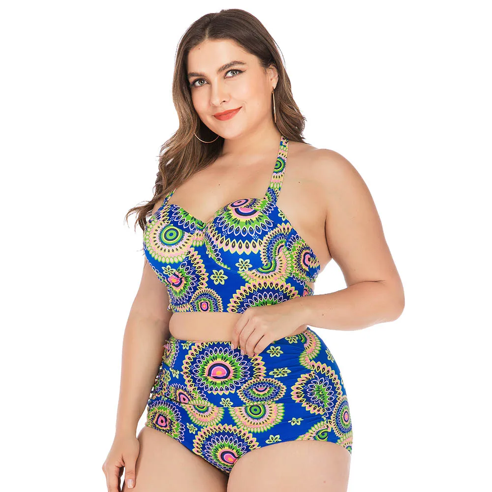 Комплект бикини с принтом купальник со шнуровкой оборками купальный костюм