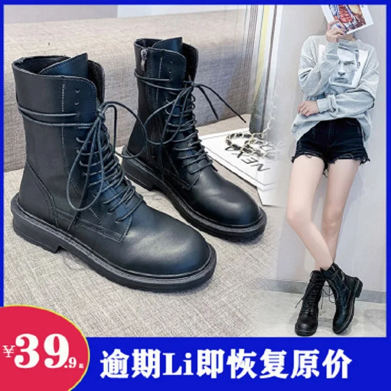 

2019 Winter New Women's Short Boots Comfortable Lace Side Zipper Thick Heel Non-slip Wear-resistant Korean Women's Boots