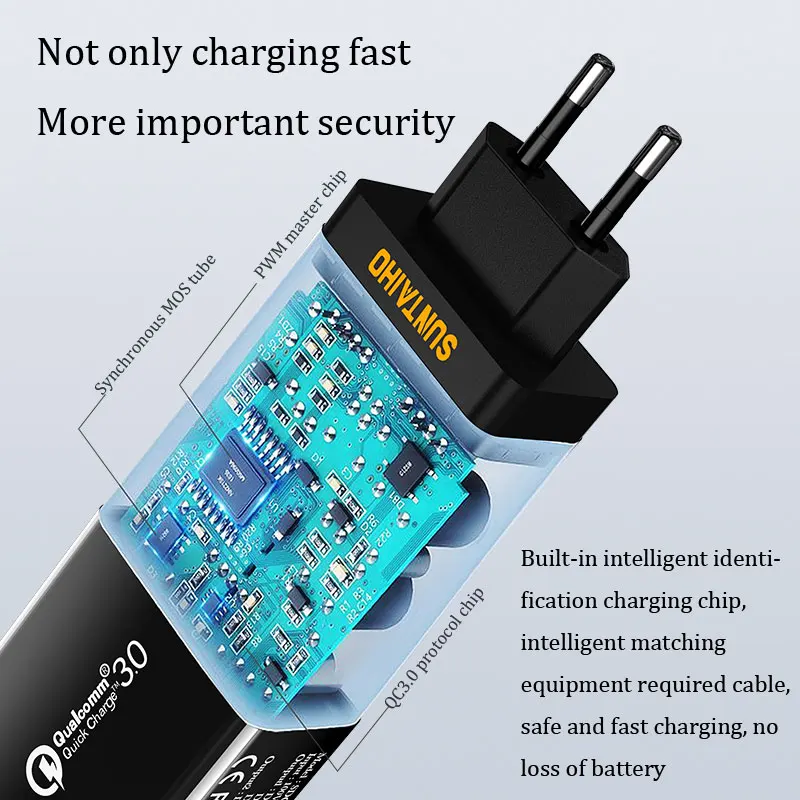 Suntaiho USB Зарядное устройство быстрое зарядное устройство QC 3,0 для iPhone X 4-Порты и разъёмы быстрое настенное зарядное устройство для samsung S9 Xiaomi huawei мобильного телефона Зарядное устройство