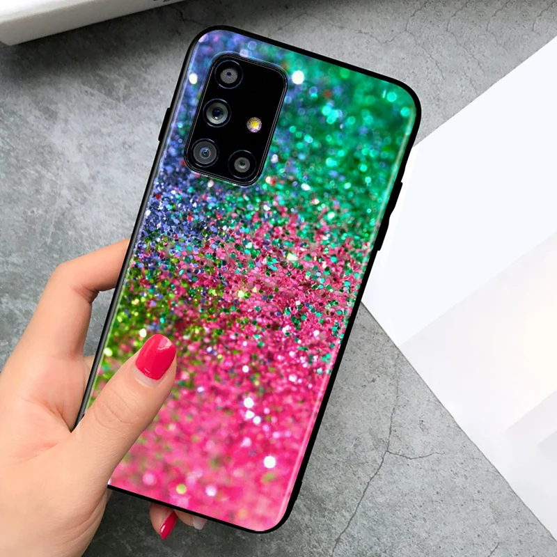 

Glitter Sand Stone for Samsung Galaxy A91 A81 A71 A72 A51 A52 A42 A41 A31 A21 A12 A11 A01 UW Black Phone Case