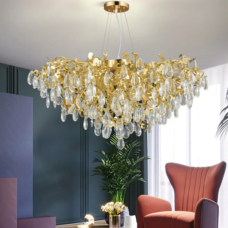 

Хрустальная светодиодная люстра в стиле постмодерн, Роскошная лампа в виде ветки для ресторана, виллы, гостиной, спальни, отеля, комнатное о...