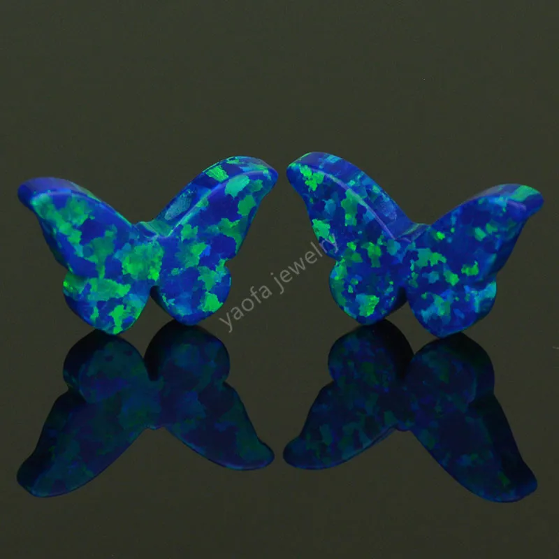 Wholesale price butterfly shape synthetic opal Op27 dark blue fire loose stone for women girl necklace in 78 colors | Украшения и