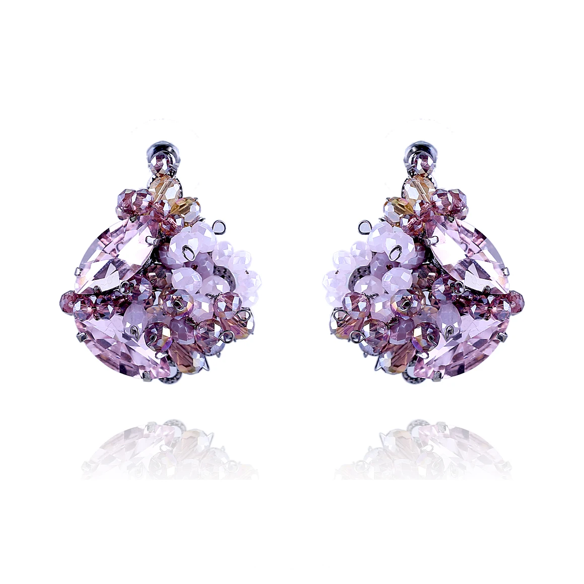 Женские серьги гвоздики с кристаллами 4 цвета|Серьги-гвоздики| |