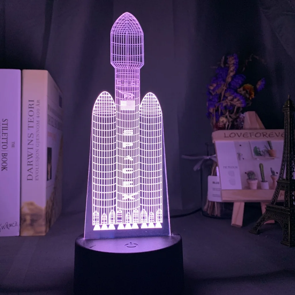 

3D Illusion Led Night Light Rocket Model 16 Color Changing with Remote Multi Color Nightlight Best Gift for Kids Room Decor Lamp