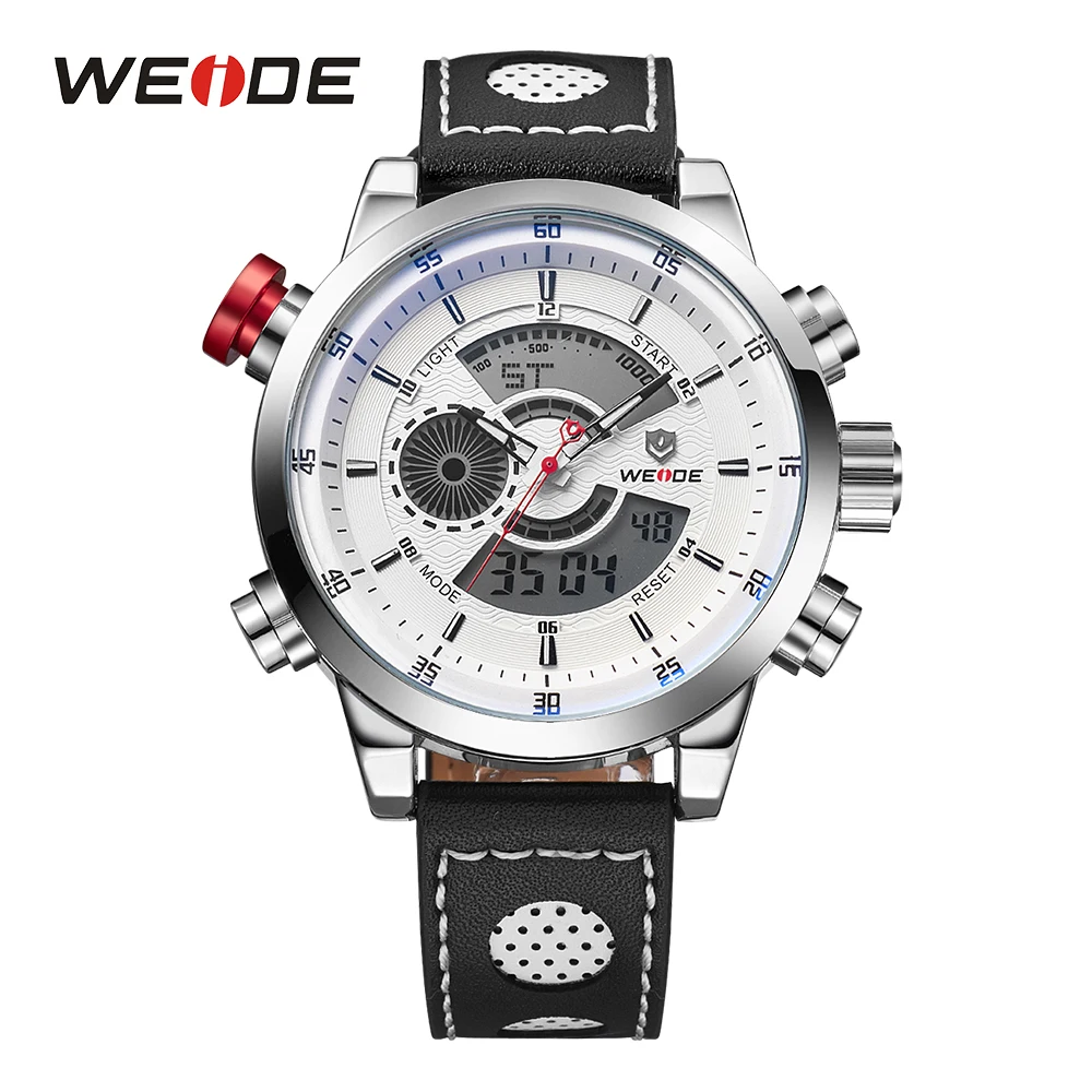 WEIDE военные часы мужские люксовый бренд Будильник японский кварцевый Кожаный ремешок аналог цифровой водонепроницаемый спортивный хронограф