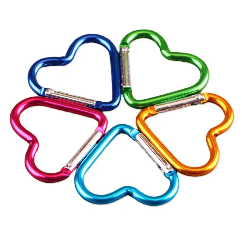 

2Pcs Heart-shaped Aluminum Carabiner Keychain Outdoor Travel Camping Keyring Hook Water Bottle Hanging Buckle Household products