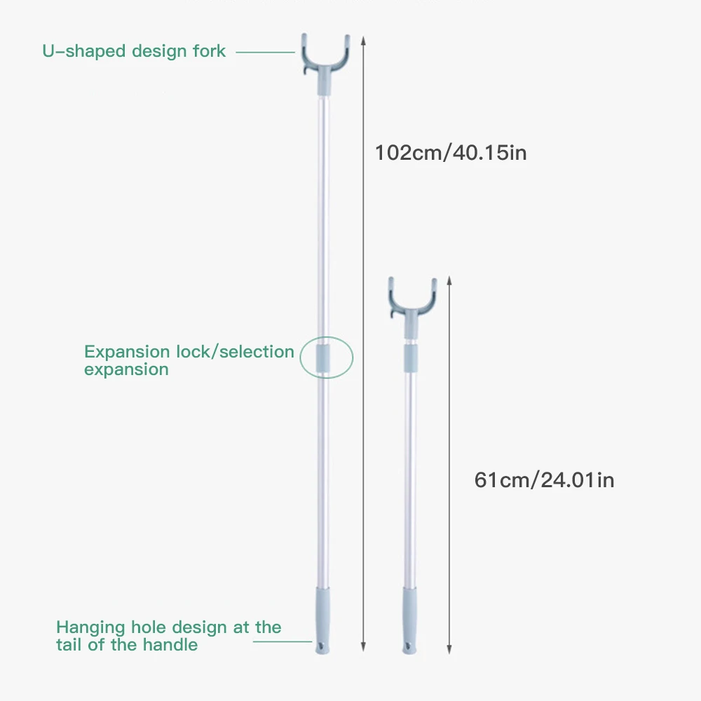 

Aluminum Clothes Fork Balcony Fork Pole The Hangers For Clothes Retractable Adjustable Clothes Airing Fork Support Clothes Rack