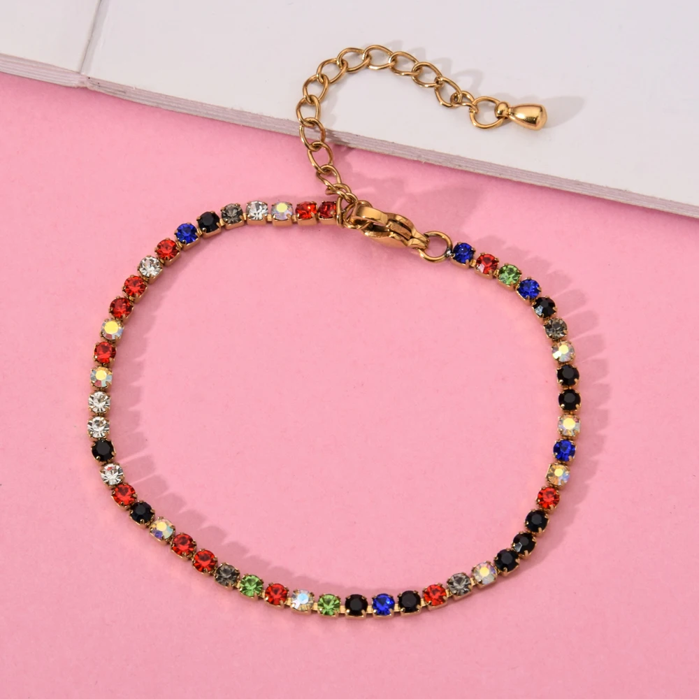 Женские теннисные браслеты из нержавеющей стали с фианитом|Браслеты шармами| |