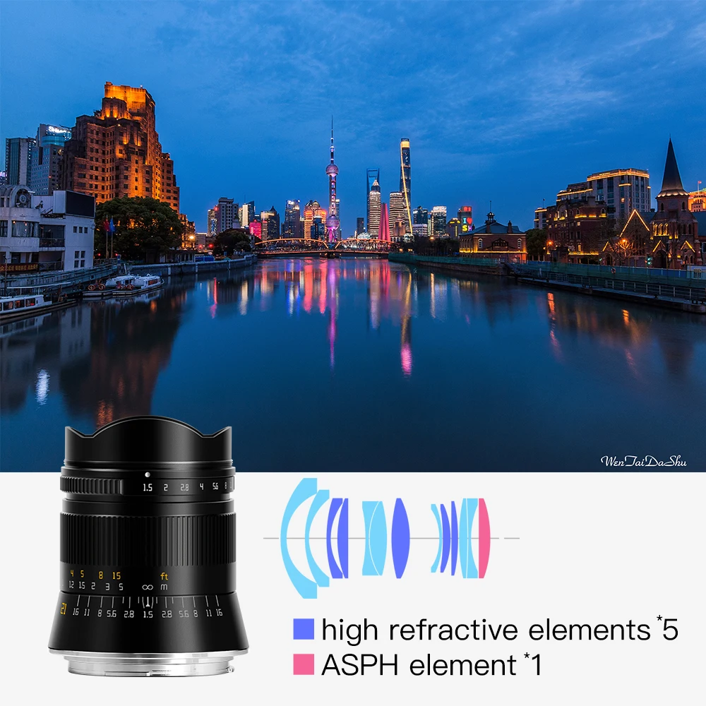 Объектив TTArtisan для камеры 21 мм F1.5 Полная поддержка ручной фокусировки Sony E Canon RF Nikon