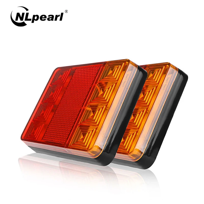 

Nlpearl1 pair Waterproof 8 LED Tail Lights for Trailers Trucks Boat Cars Rear Brake Lights LED Stop Lamps Car Light Assembly