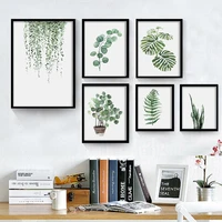 watercolor leaves wall art canvas painting green style plant nordic posters and prints decorative picture modern home decor