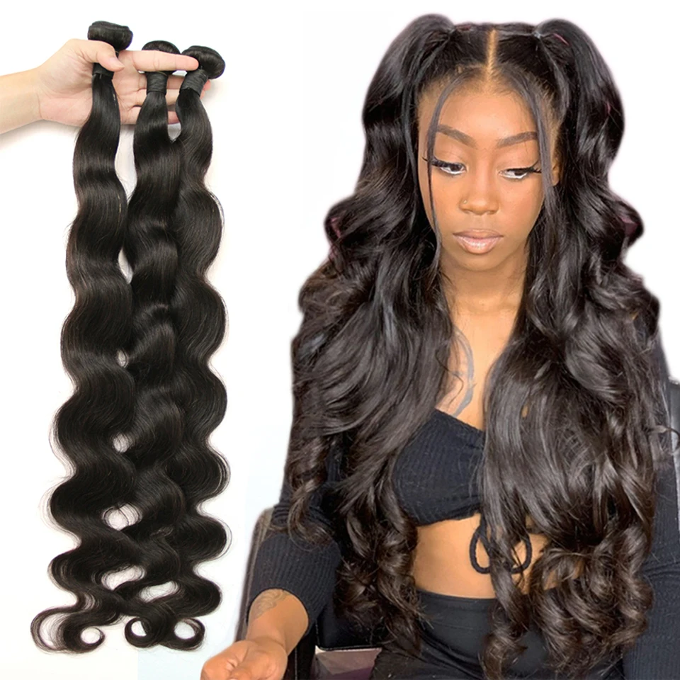 Peruvian Hair 3 Bundles With Closure Body Wave Natural Human Hair Bundles with Bigger Closure 5x5 6x6 Fashow Thick Hair Weaves