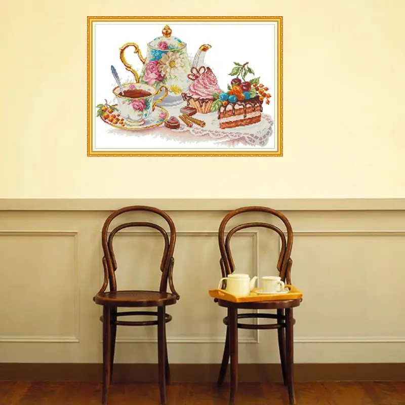 Послеобеденный чай рукоделие ручной работы счетный 11CT 14CT принт вышивка