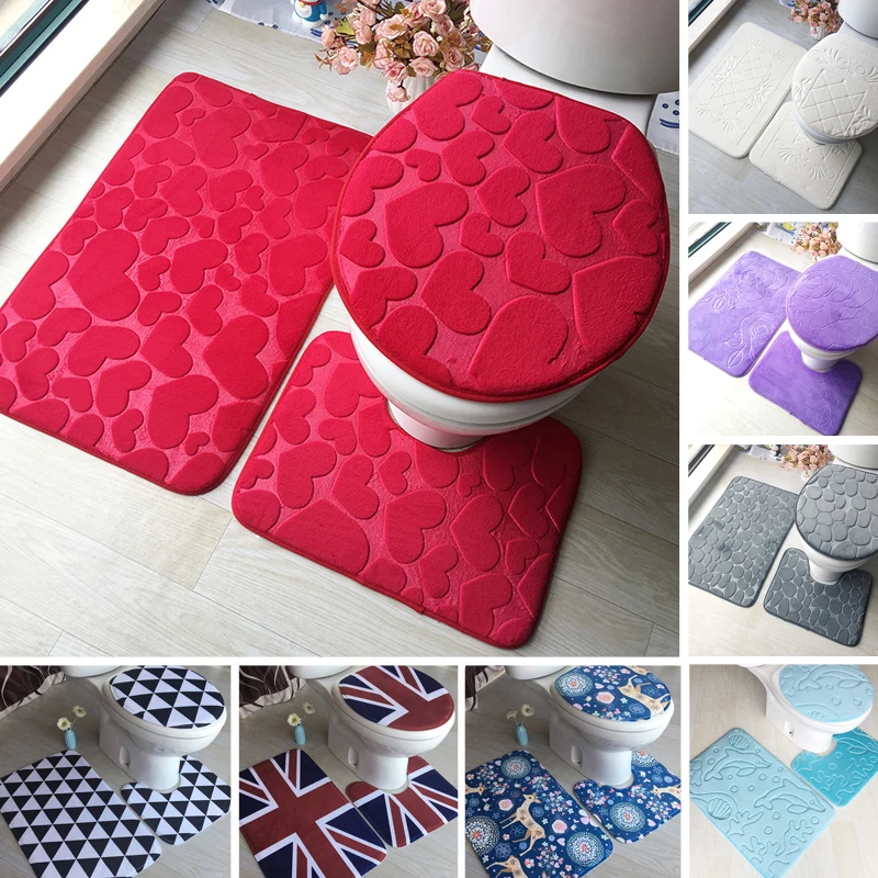 3 шт./компл. моющийся коврик для кухни ванной унитаза набор фланелевых