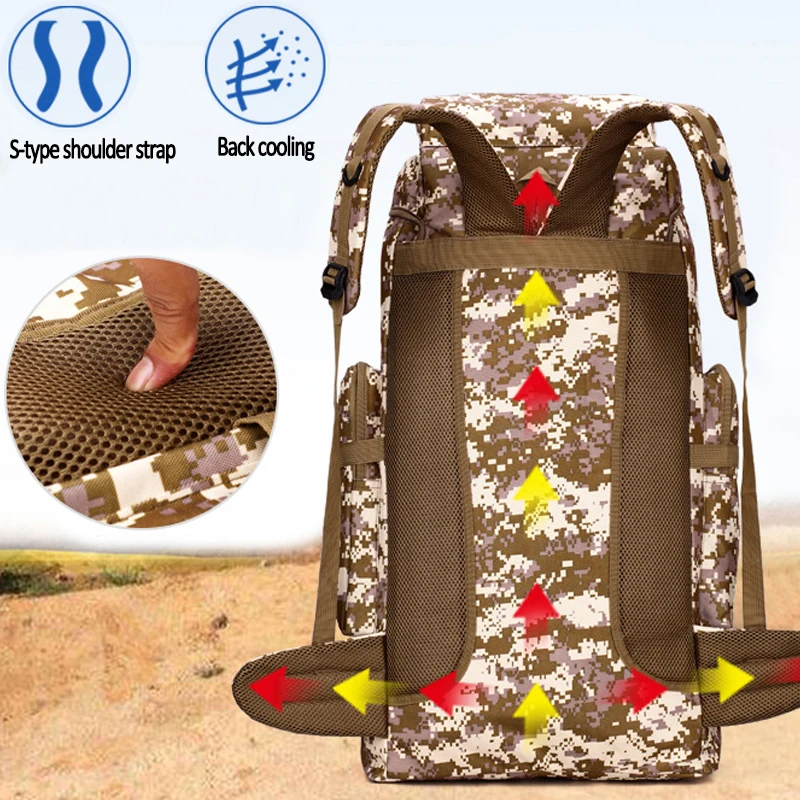 80L Открытый Большой Вместительный рюкзак для альпинизма военный Камуфляжный