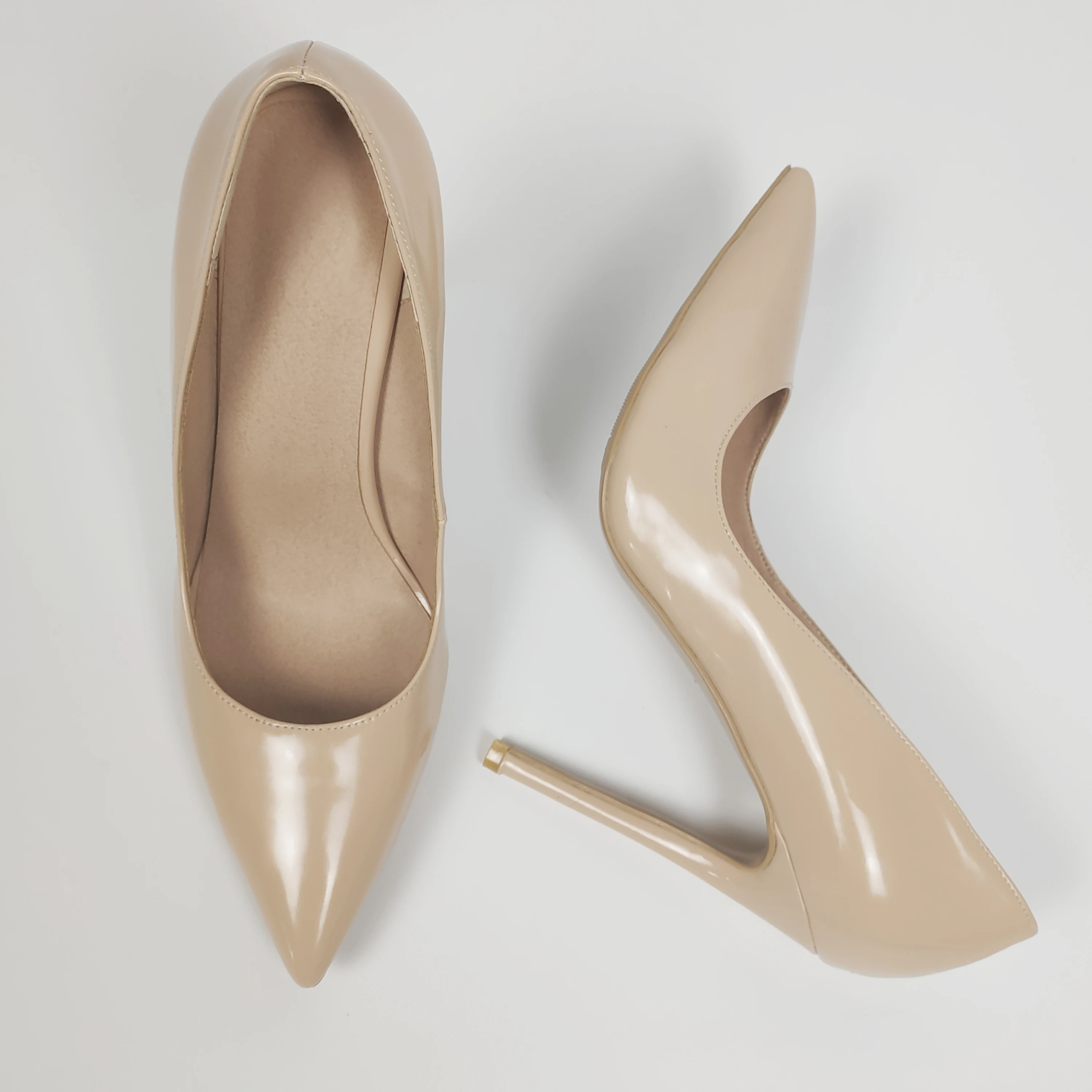 

BERZIMER Quality Women Heels Patent Stiletto 12CM Heels Pumps Office Dress Party Zapatos Sandalia Shoes Woman Size 40 43 45 47