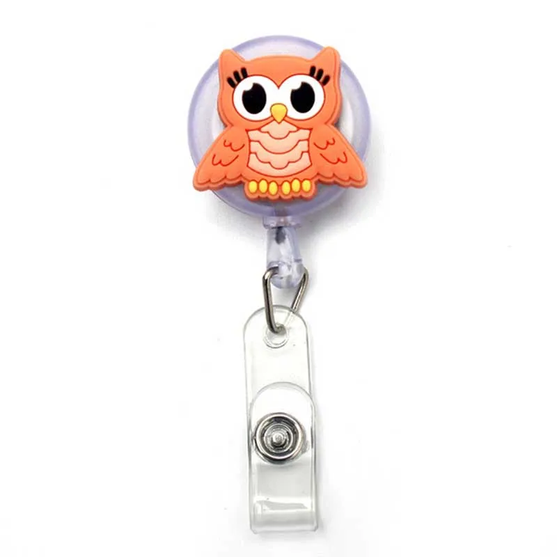 New Cute Silica Gel Owl Animals Retractable Pull Nurse Doctor Badge Reel ID Lanyard Name Tag Card Holder Reels For Gift |