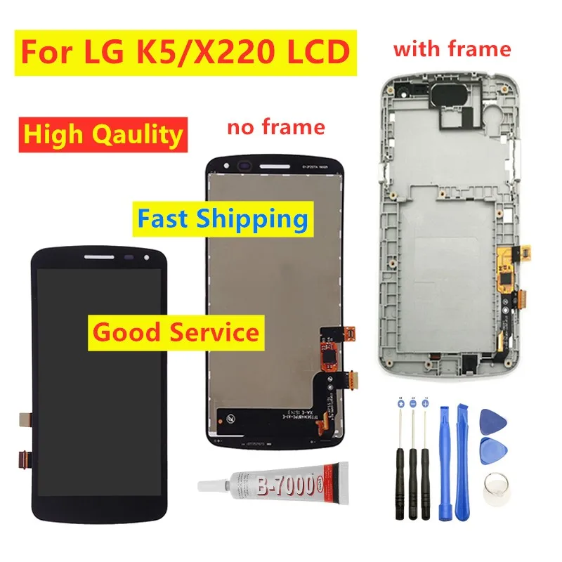 

100% Tested 5.0" For LG K5 X220 X220MB X220DS LCD Display Touch Screen Digitizer Assembly Replacement LCD With Frame For LG K5
