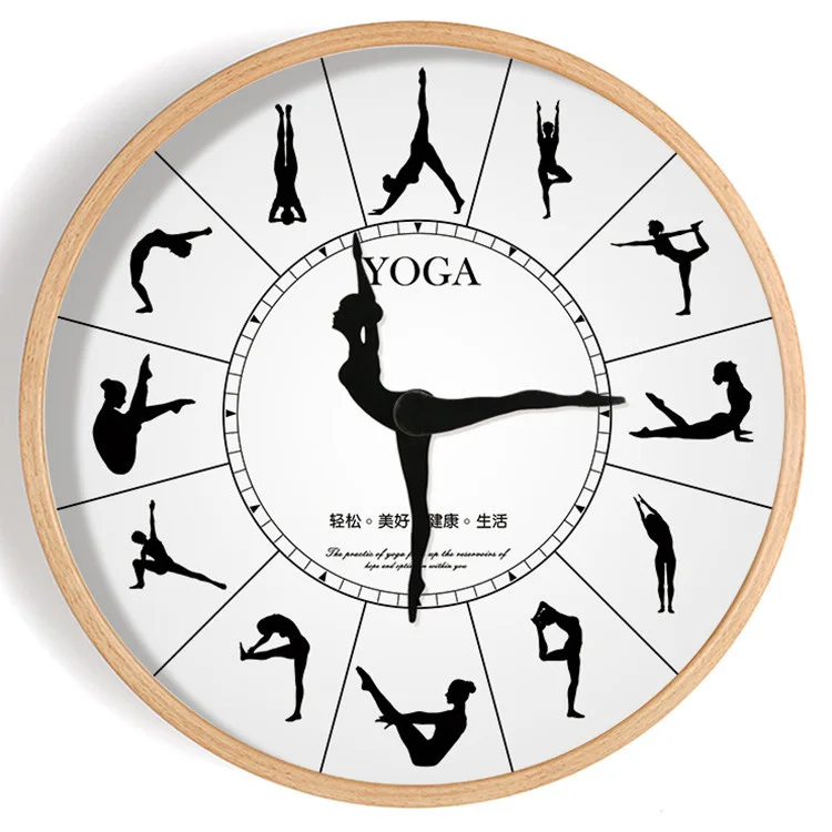 White Wall Clock Wood Metal Silent Yoga Classroom Dance Gym Living Room Promotion | Дом и сад