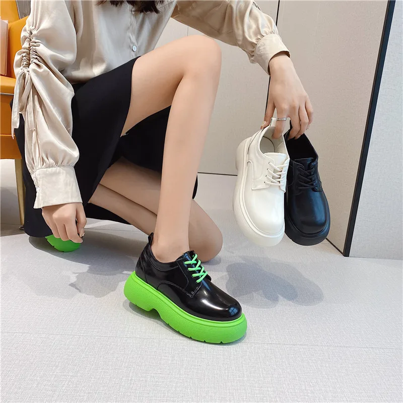 

Корейские туфли в британском стиле женская обувь на платформе подходящие ко всему повседневные кроссовки оксфорды женские из натуральной ...