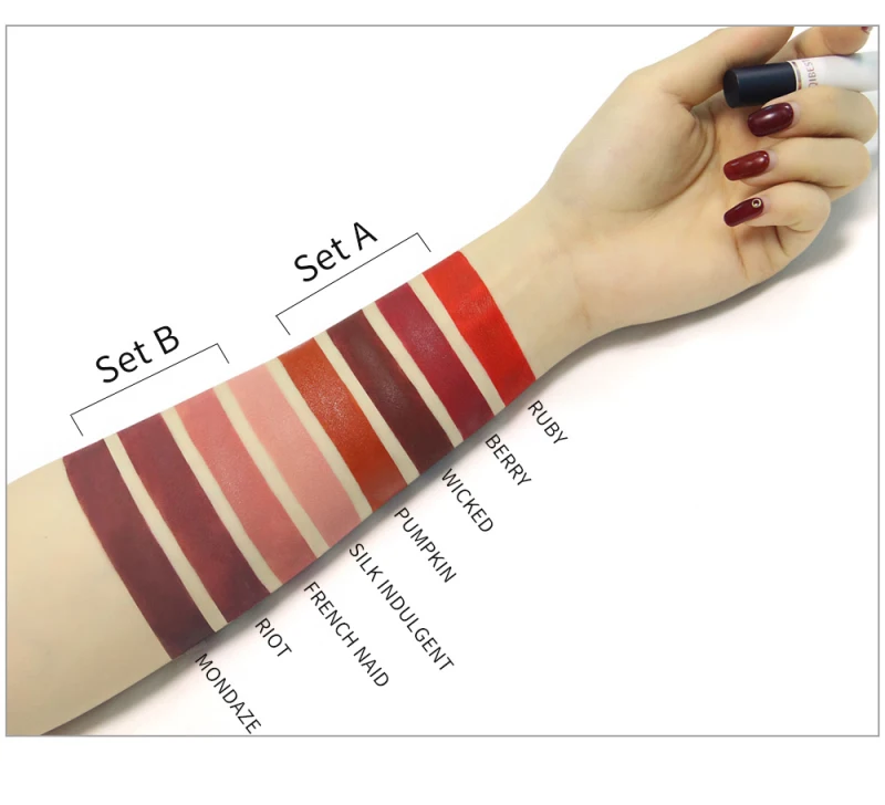 Стойкая жидкая помада 4 шт./лот водостойкий матовый блеск для губ тинт красных