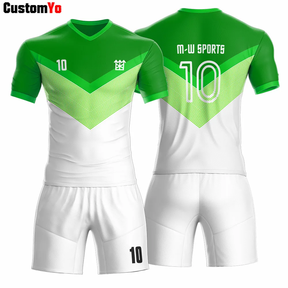 Зеленый Heat transfer sublimation men football training custom quick dry football jerseys - Цвет: Зеленый