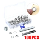 100 шт. Набор для проушин люверсы брезентовый брезент комплект для ремонта тента палатки + Инструменты + коробка для рукоделия кожаные принадлежности