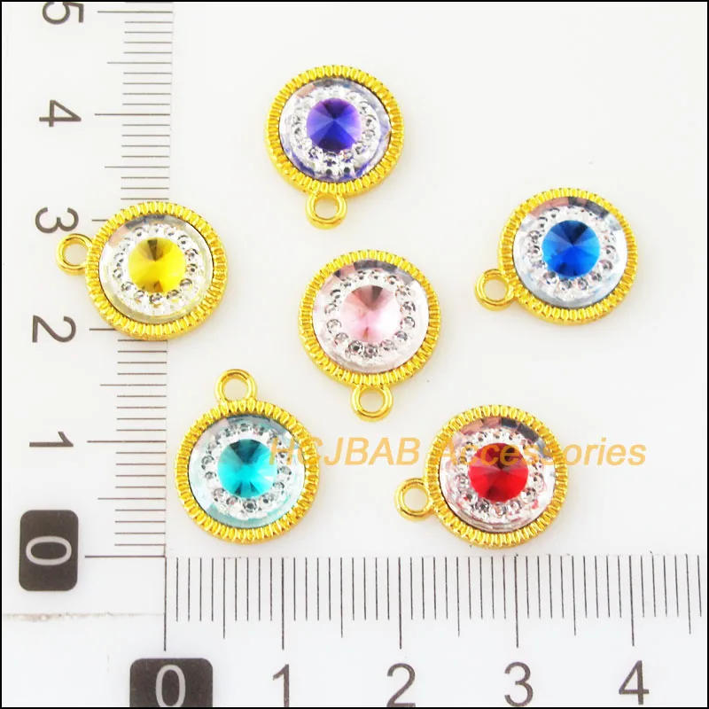 18 новых смешанных подвесок из смолы подвески золотого цвета с круглыми цветами 12