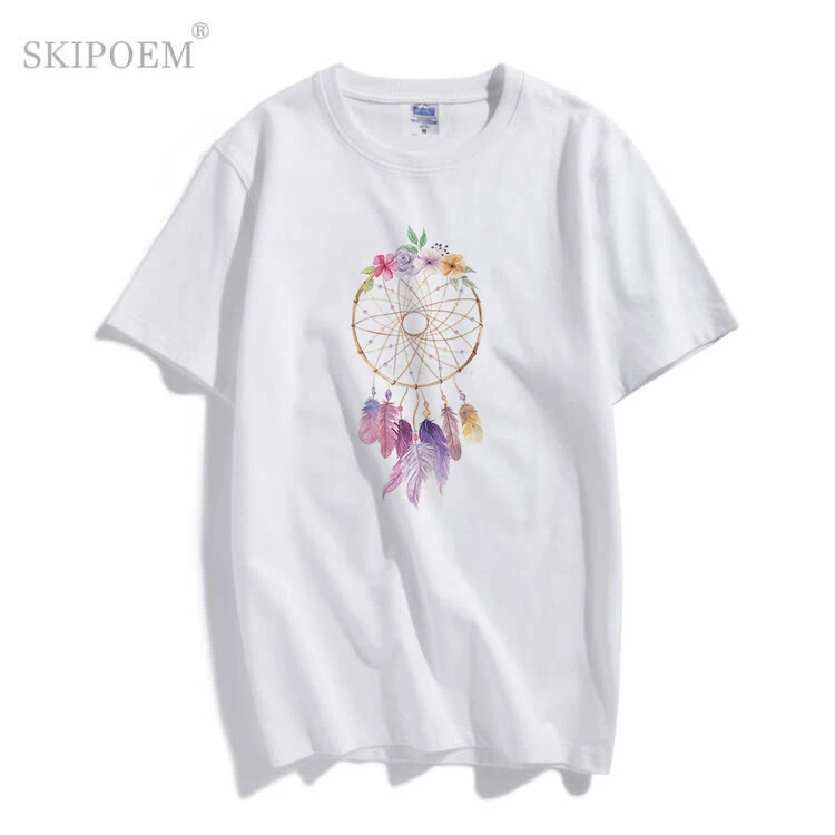 

Женская футболка большого размера d с коротким рукавом, летняя футболка размера плюс, винтажная Милая футболка с принтом «Ловца снов»