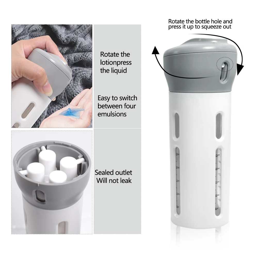 Портативный дорожный четырех в одном лосьон шампунь/лосьон для тела