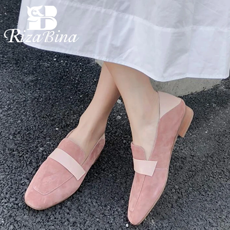 RIZABINA/Новинка Женская замшевая обувь на плоском ходу Милая модная женская для