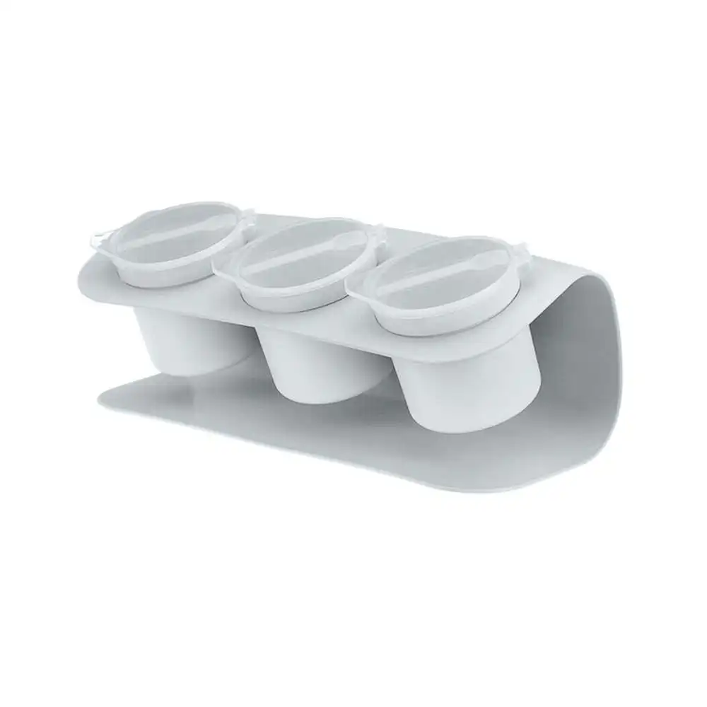 

3 Grid Transparent Lid With Spoon Seasoning Box Detachable Seasoning Box with Lid Salt Pepper Cumin Powder Box Tool