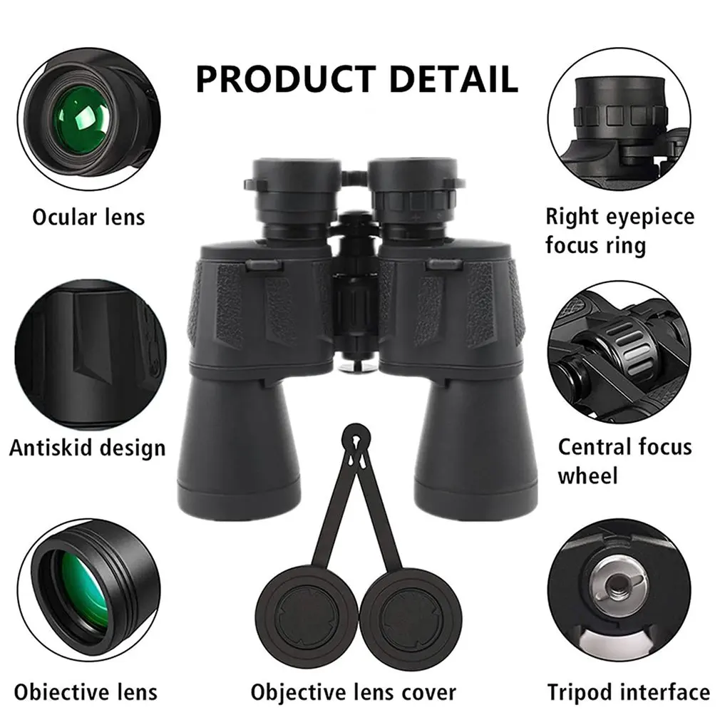 

10x50 Telescopes HD Binoculars Compact Hunting Wild Field View BAK4 Prism Low-Light Vision for Wildlife Watching