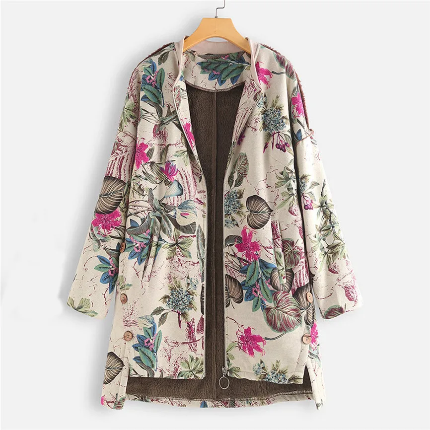 Женское пальто с длинным рукавом зимняя теплая винтажная верхняя одежда карманы