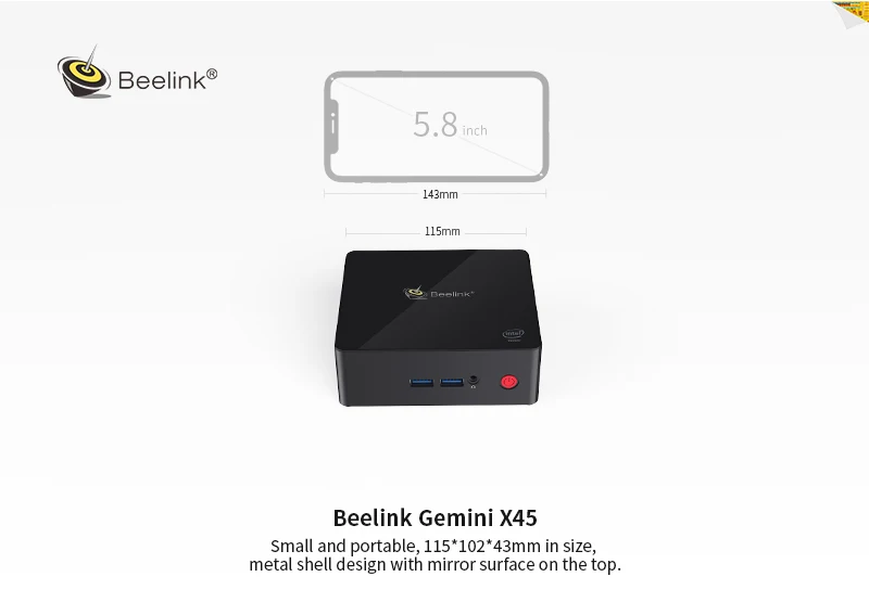 Мини пк Windows beelink x45 мини пк 8GB128GB LAN 1000M мини пк 8GB256GB ноутбук процессор Intelj4105 Beelink Gemini X45 мини пк