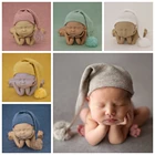 Для младенцев; Для девочек и мальчиков трикотажные меху с бантиком, шапочка для новорожденного Подставки для фотографий шапка аксессуары для фотостудии набор для фотосессии повязка Кепки