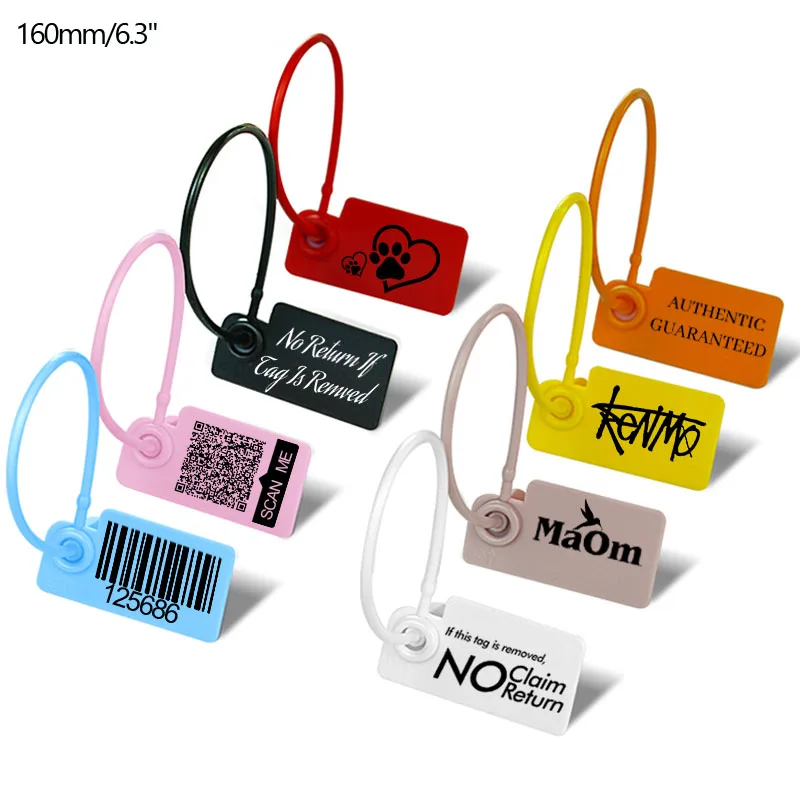 

1000Pcs 100 Custom Hang Tag Plastic Garment Retail Security Clothing Bag Merchandise Shoe Product Logo Labels Tags 160mm/6.3"