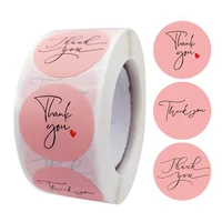 100 500pcs pink thank you sticker 1inch small business sticker adhesive label for boutiques wrapping supplies stationery sticker